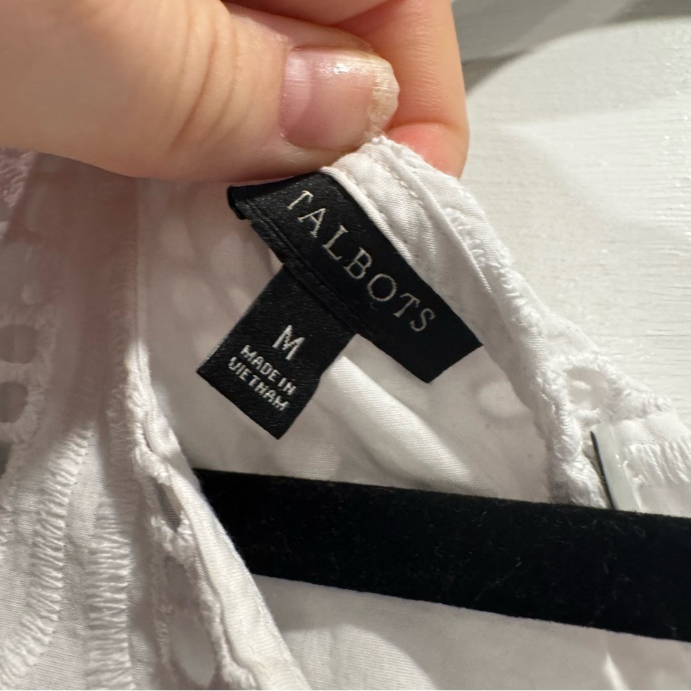 Talbots Eyelet Pineapple Button Back Shell White … - image 6